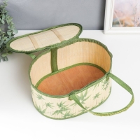 Шкатулка бамбук "Листья" с ручками, молния 16х20х30 см