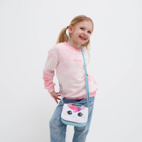 Сумка детская для девочки &laquo;Единорог&raquo;, отдел на молнии, цвет белый/голубой, 16х6,5х12 см