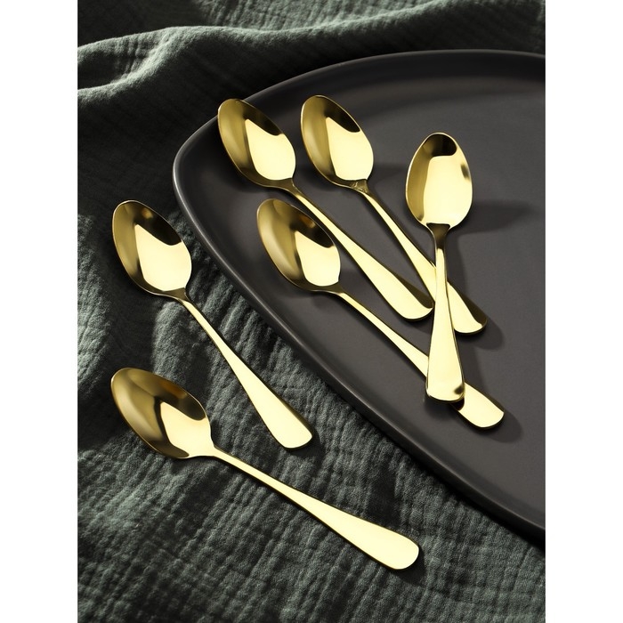 Ложки чайные Доляна «Голд», длина 13,5 см, 6 шт Ложки чайные Доляна «Голд», длина 13,5 см, 6 шт