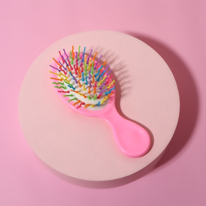 Расческа массажная №6 овал ДЕТСКОЕ СЧАСТЬЕ 6*14,5&plusmn;1)см розовая/фламинго пакет