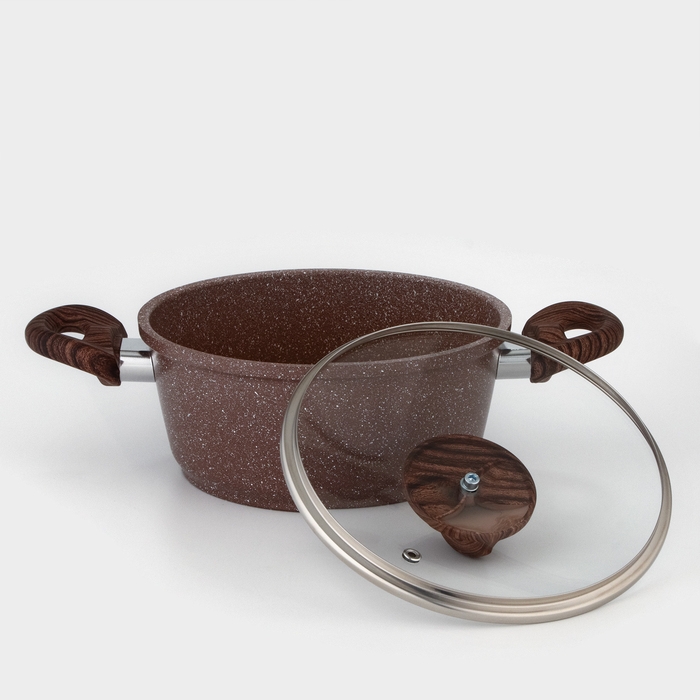 Кастрюля Доляна «Брауни», 2 л, d=20 см, h=9 см, стеклянная крышка, антипригарное покрытие, индукция Кастрюля Доляна «Брауни», 2 л, d=20 см, h=9 см, стеклянная крышка, антипригарное покрытие, индукция