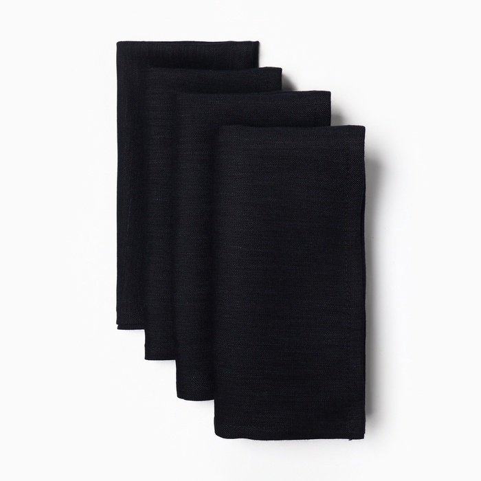 Набор салфеток с декорат. кольцами Этель Dark 40х40 см - 4 шт, 100% лён