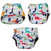 Многоразовый подгузник &laquo;Динозаврики&raquo;, 3-8 кг, цвет белый, Крошка Я