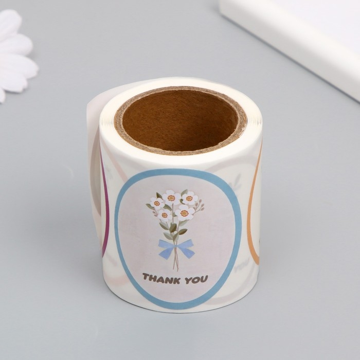 Наклейка бумага Наклейка бумага "Благодарность. Букеты" 5х6 см 120 шт в рулоне 5,5х5,5х6,5 см