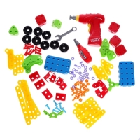 Конструктор в чемодане &laquo;Объёмная мозаика&raquo;, с электрическим шуруповертом, 54 модели, 292 детали