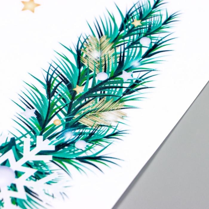 Наклейка пластик интерьерная цветная Наклейка пластик интерьерная цветная "Еловые веточки с шишками" 20х30 см