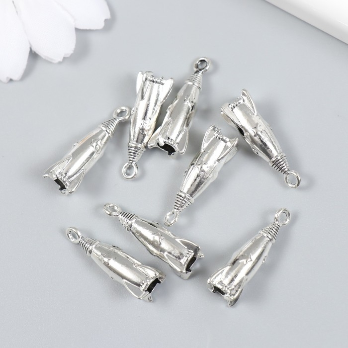 Декор для творчества металл Декор для творчества металл "Ракета" набор 8 шт серебро 1х2,3 см