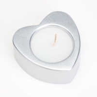 Свеча "Сердце малое. Мрамор" в подсвечнике из гипса, 7х3см,серебро Свеча "Сердце малое. Мрамор" в подсвечнике из гипса, 7х3см,серебро