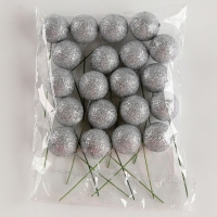 Набор топперов на проволоке &laquo;Шар&raquo;, набор 20 шт., размер 1 шт. &mdash; 2 &times; 7,5 см, цвет серебро