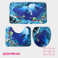 Коврики для ванной и туалета Доляна «Дельфин», 3 шт: 35×39, 40×50, 45×75 см Коврики для ванной и туалета Доляна «Дельфин», 3 шт: 35×39, 40×50, 45×75 см
