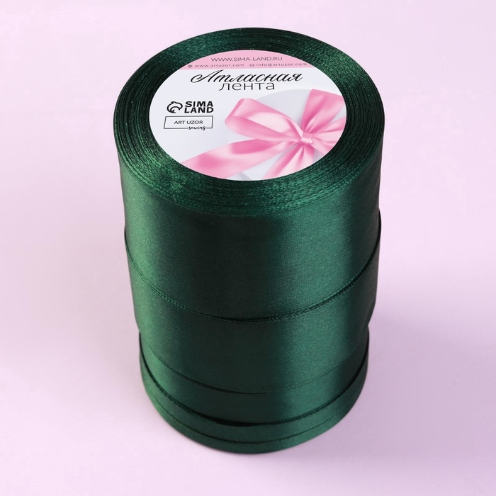 Набор атласных лент, 5 шт, размер лент: 6/10/20/40/50 мм × 23 ± 1 м, цвет тёмно-зелёный Набор атласных лент, 5 шт, размер лент: 6/10/20/40/50 мм × 23 ± 1 м, цвет тёмно-зелёный