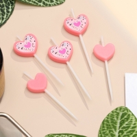 Набор свечей для торта, 5 шт "Сердца", розовый Набор свечей для торта, 5 шт "Сердца", розовый