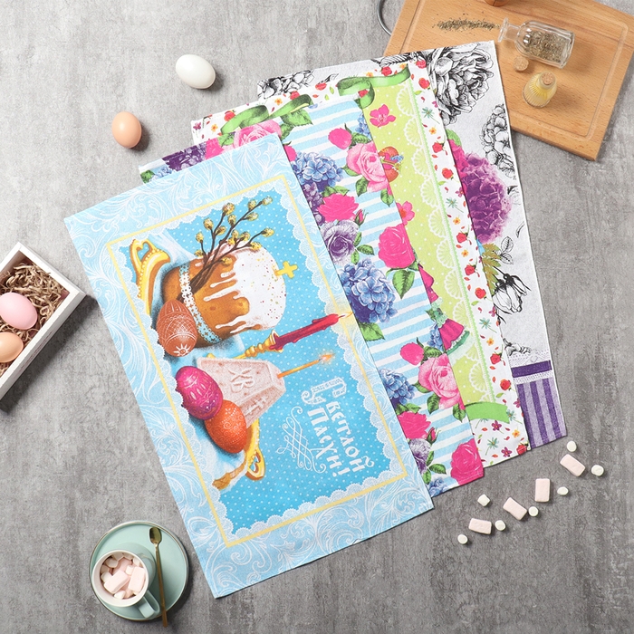 Набор полотенец кух. Набор полотенец кух. "Доляна" Счастье 35х60см-4 шт, 100% хл, рогожка 160 г/м2