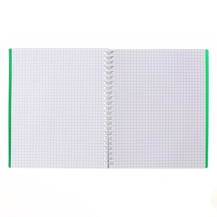Тетрадь 80 листов в клетку на гребне, VELVET, пластиковая обложка, блок офсет, Зелёная