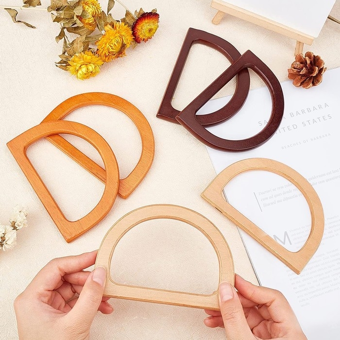 Ручки для сумки деревянные, 12 &times; 8,5 см, 2 шт, цвет тёмно-коричневый