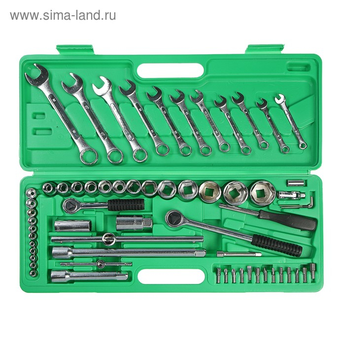Набор инструментов в кейсе ТУНДРА, автомобильный, 1/2" и 1/4", 63 предмета