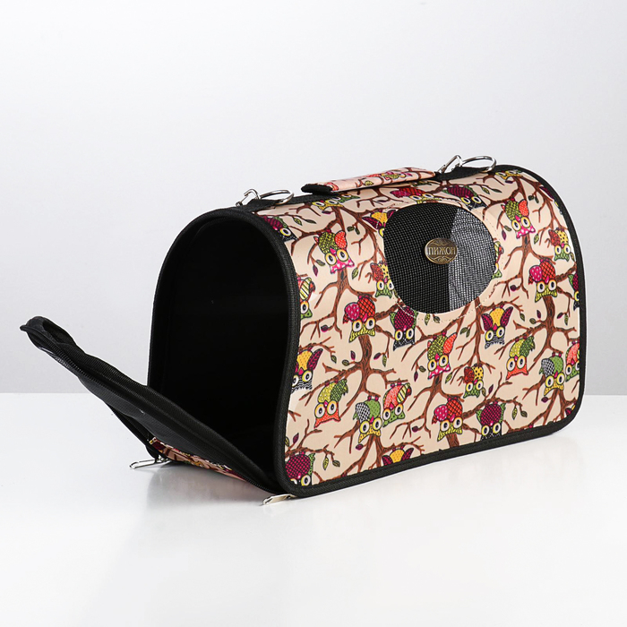 Сумка - переноска для животных "Совы", размер S, 37,5 х 17 х 22 см