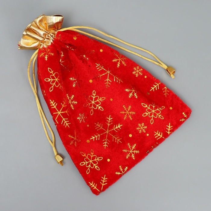 Мешочек подарочный &laquo;Новогодний уют&raquo;, снежинки, тиснение, 16 х 24 см, Новый год