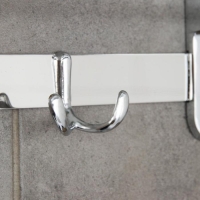 Полка откидная с держателем полотенец, 4 двойных крючка, 59,5&times;26&times;14 см, цвет хром