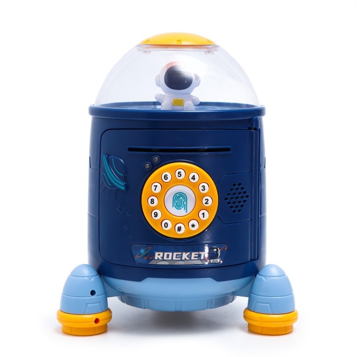Копилка «Ракета», свет, звук, засасывает купюры, цвет синий Копилка «Ракета», свет, звук, засасывает купюры, цвет синий