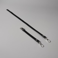 Ручка для сумки из натуральной кожи, регулируемая, с карабинами, 60 ± 2 см × 1,2 см, цвет чёрный/серебряный Ручка для сумки из натуральной кожи, регулируемая, с карабинами, 60 ± 2 см × 1,2 см, цвет чёрный/серебряный