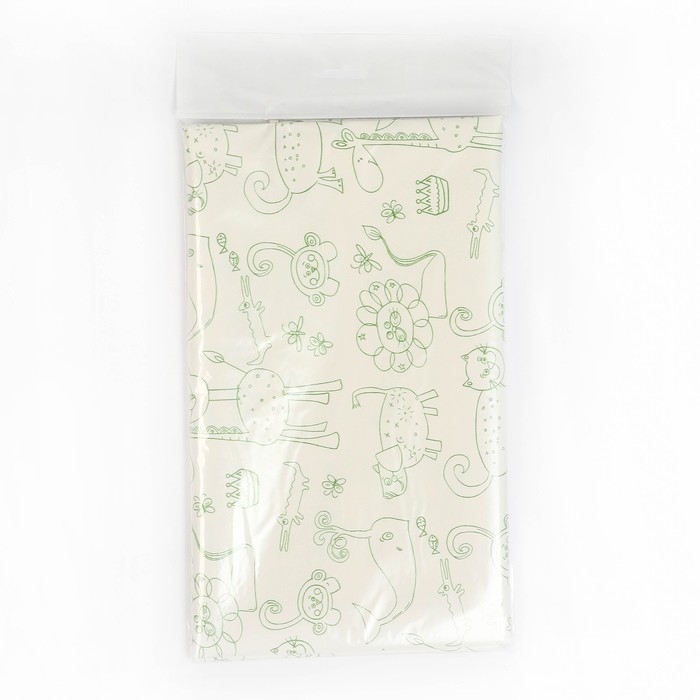 Клеенка детская &laquo;Мультики&raquo;, р-р. 100х140 см., без окантовки, цвет белый/зеленый