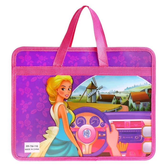 Папка с ручками пластиковая А4, 37 х 22 х 5 см Папка с ручками пластиковая А4, 37 х 22 х 5 см "Принцесса"