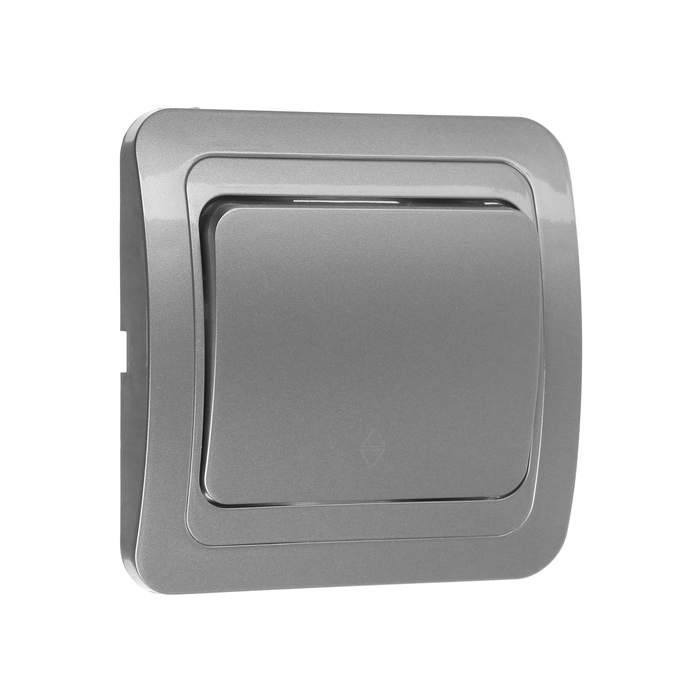 Выключатель проходной Luazon Lighting Выключатель проходной Luazon Lighting "Орион", 10 А, 1 клавиша, скрытый, серебристый