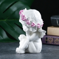 Фигура "Ангел с мишкой" перламутр, 13х10х8см