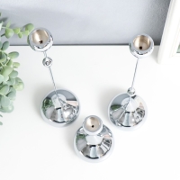 Подсвечник металл "Капля" набор 3 шт серебро 8,5х8,5х15;8,5х8,5х32 см Подсвечник металл "Капля" набор 3 шт серебро 8,5х8,5х15;8,5х8,5х32 см