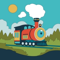 Картина по номерам детская &laquo;Паровоз&raquo;, холст на подрамнике, 20 &times; 20 см