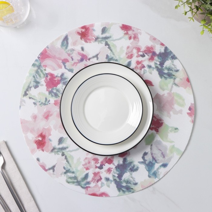 Салфетки сервировочные на стол Доляна &laquo;Акварель. Круг&raquo;, 4 шт, d=38 см