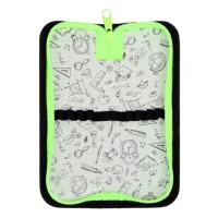 Пенал 1 секция, 60 х 190 мм, ПКТ 01-42 "Кроха", тканевый, чёрный/ярко-салатовый