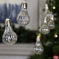 Гирлянда &laquo;Нить&raquo; 3 м роса с насадками &laquo;Лампочки объёмные&raquo;, IP20, серебристая нить, 100 LED, свечение белое, 3.5 В