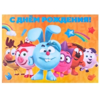 Гирлянда на люверсах "С Днем Рождения", длина 210 см, с плакатом 60х40 см, Смешарики Гирлянда на люверсах "С Днем Рождения", длина 210 см, с плакатом 60х40 см, Смешарики