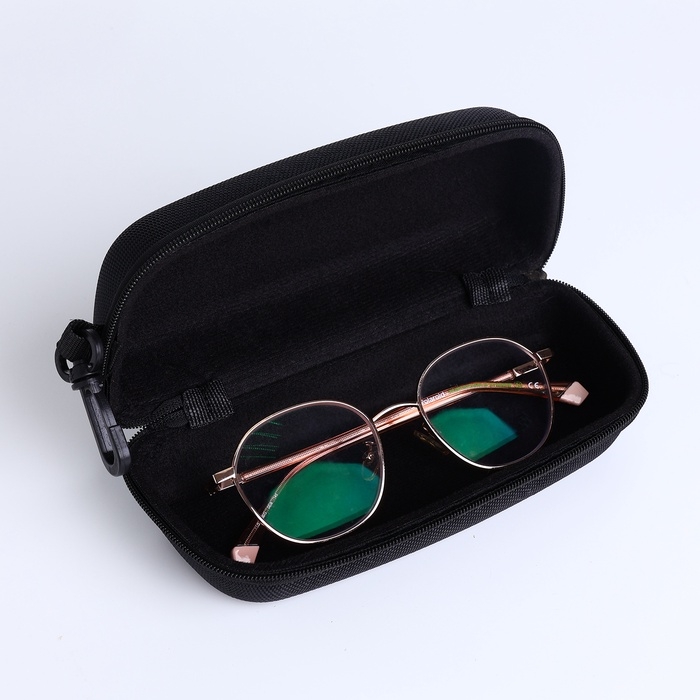 Футляр для очков на молнии, длина 17 см, цвет чёрный