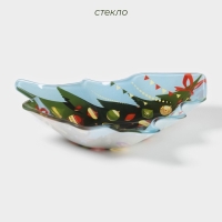 Блюдо стеклянное сервировочное Доляна &laquo;Ёлочка с подарками&raquo;, 17,7&times;18,5&times;3,5 см