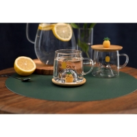 Кружка стеклянная с деревянной крышкой &laquo;Ананасик&raquo;, 300 мл