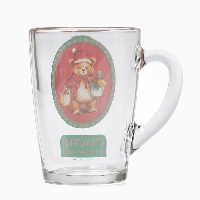 Новый год. Кружка стеклянная &laquo;Мишка&raquo;, 300 мл