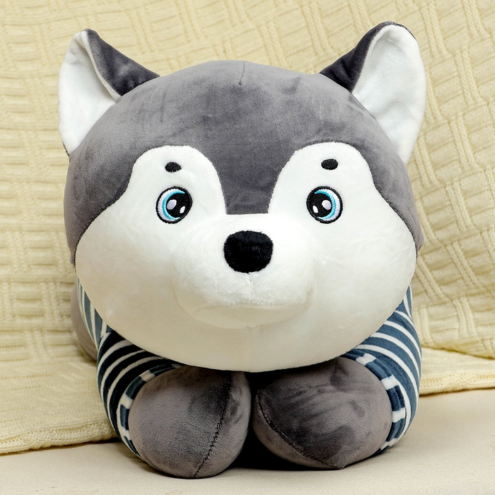 Мягкая игрушка &laquo;Хаски&raquo;, с пледом, 60 см, цвет серый