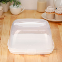 Тортовница с защёлками, 28&times;28 см, цвет белый