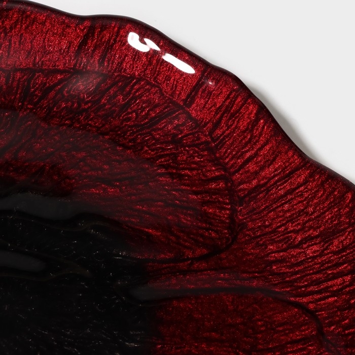 Блюдо стеклянное сервировочное &laquo;Флора&raquo;, d=21 см, цвет красный