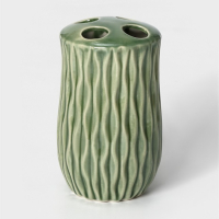 Набор аксессуаров для ванной комнаты Доляна &laquo;Волны&raquo;, 4 предмета (дозатор 340 мл, мыльница, 2 стакана 330 мл), цвет зелёный