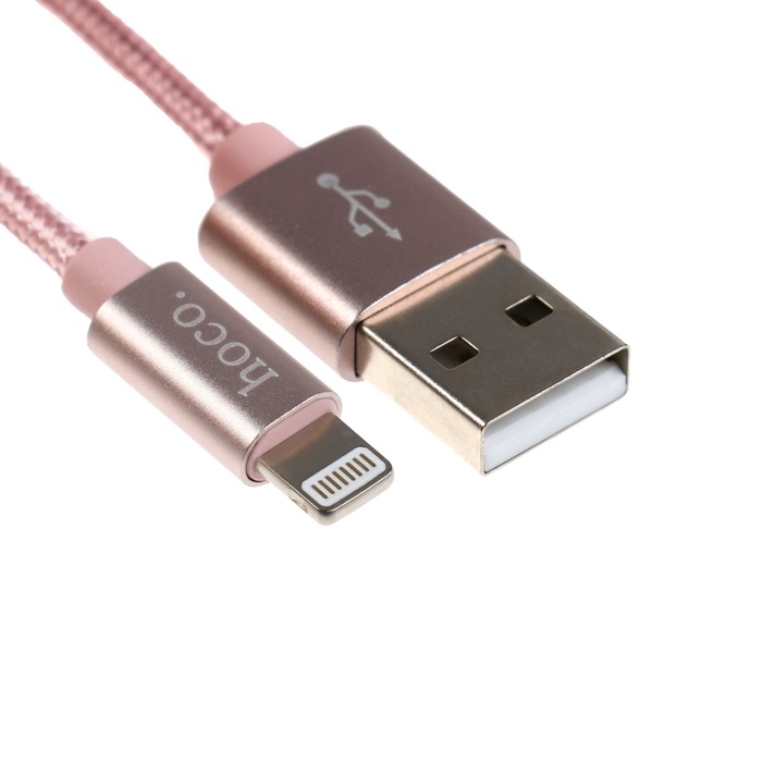 Кабель Hoco X2, USB - Lightning, 2.4A, 1 м, нейлон, розовое золото Кабель Hoco X2, USB - Lightning, 2.4A, 1 м, нейлон, розовое золото