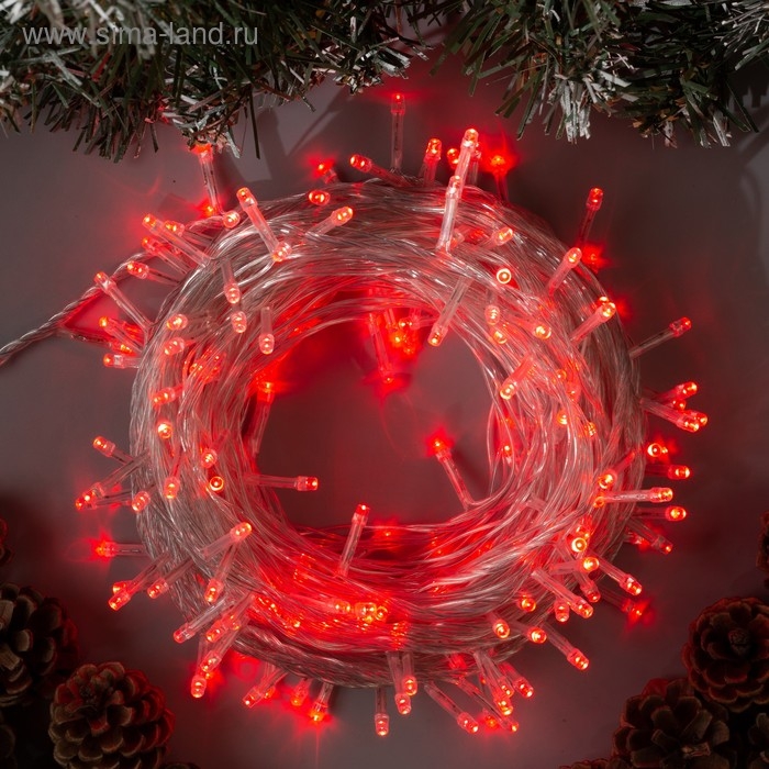Гирлянда «Нить» 20 м, IP20, прозрачная нить, 200 LED, свечение красное, 8 режимов, 220 В Гирлянда «Нить» 20 м, IP20, прозрачная нить, 200 LED, свечение красное, 8 режимов, 220 В