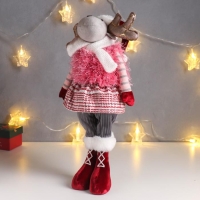 Кукла интерьерная "Лосик в юбочке в клетку, в розовой жилетке-травке" 53х13х18 см Кукла интерьерная "Лосик в юбочке в клетку, в розовой жилетке-травке" 53х13х18 см