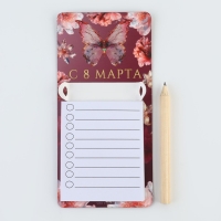 Магнит с блоком для записи и карандашом &laquo;С 8 марта&raquo;, 7 х 14,4 см