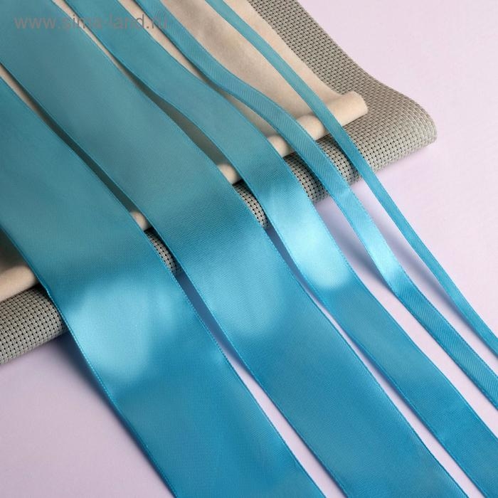 Набор атласных лент, 5 шт, размер лент: 6/10/20/40/50 мм × 23 ± 1 м, цвет голубой Набор атласных лент, 5 шт, размер лент: 6/10/20/40/50 мм × 23 ± 1 м, цвет голубой