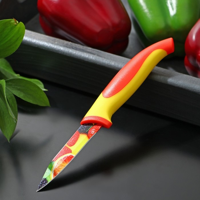 Нож кухонный с антиналипающим покрытием Доляна &laquo;Фрукты&raquo;, лезвие 8 см