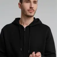 Толстовка на молнии с капюшоном унисекс King, черная, размер M